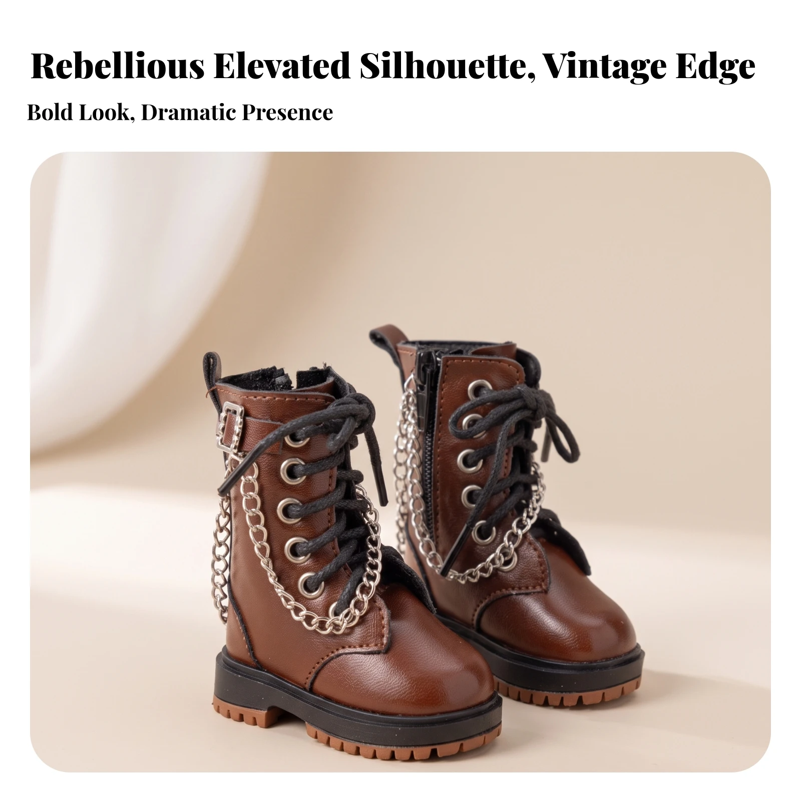 BJD Doll Ankle Boots Streetwear Doll Boots with Chain Miniature Footwear Fashion-Forward Compact