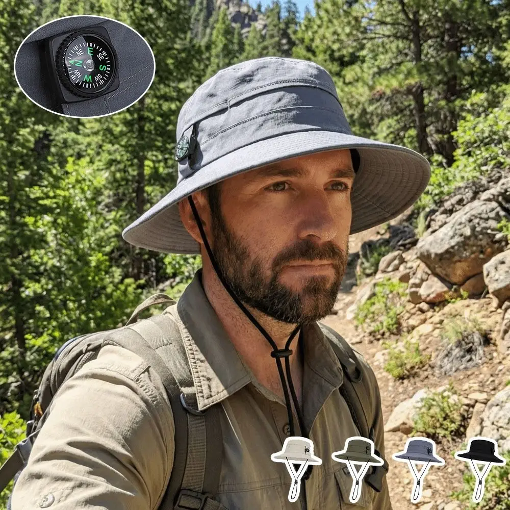 Fashion Sunshade Bucket Hat with Compass Anti UV Sun Cap Quick-drying Waterproof Benni Hat Outdoor