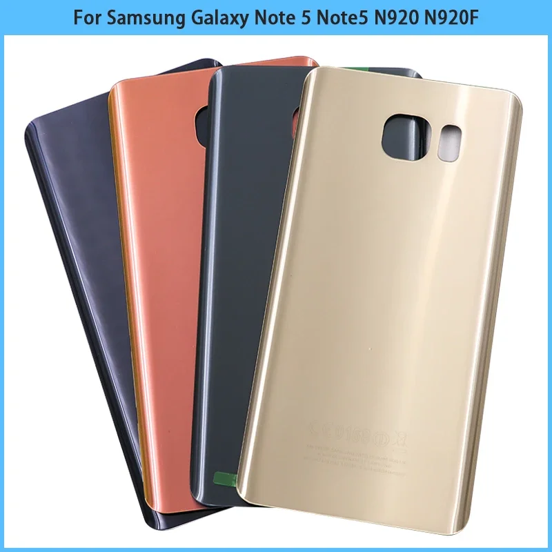 New For Samsung Galaxy Note 5 N920 N920F Battery Back Cover Rear Door Note5 3D Glass Panel Housing Case With Camera Lens Replace