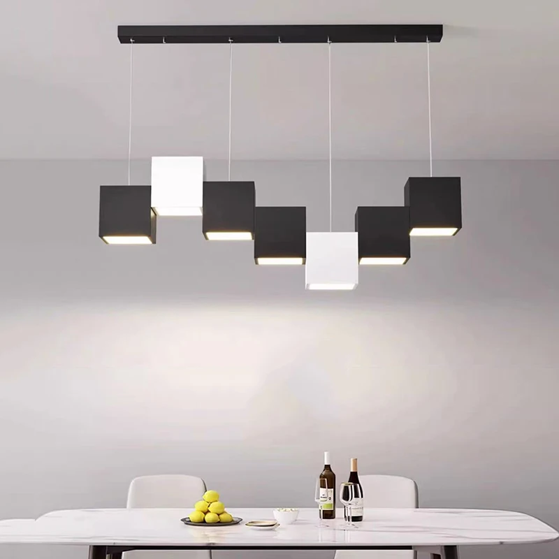 البساطة الأوروبية تصميم مكعب روبيك الأسود الثريا ارتفاع السقف بريق قابل للتعديل، التطبيق مع RC عكس الضوء لغرفة المعيشة