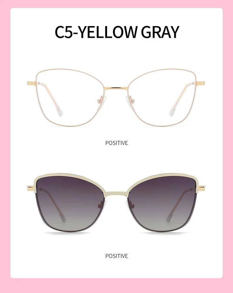 COHK Metall Frauen Cat Eye Sonnenbrille Polarisierte Luxus Marke Design Magnetische Sonnenbrille Clip Auf Optic Brillen Brillen Rahmen – Detail 17