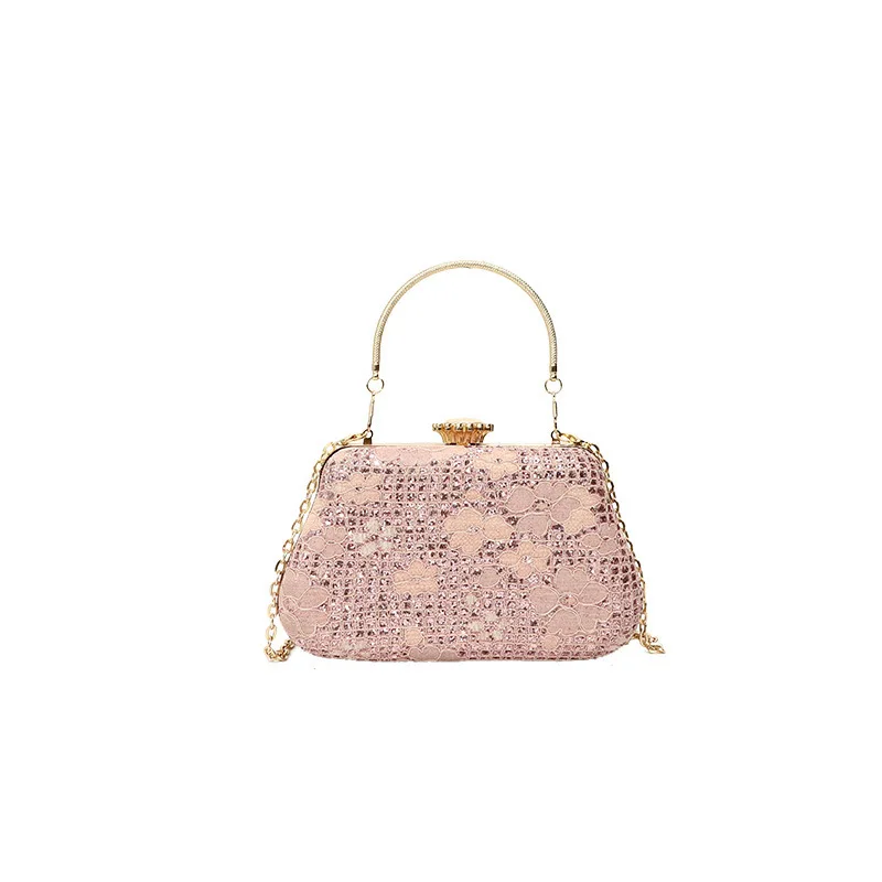 Lady Chain Crossbody Shoulder Bags Flower Rhinestone Decor Shining Banquet Clutch Bag Party Wedding Women Handbags Evening Bag
