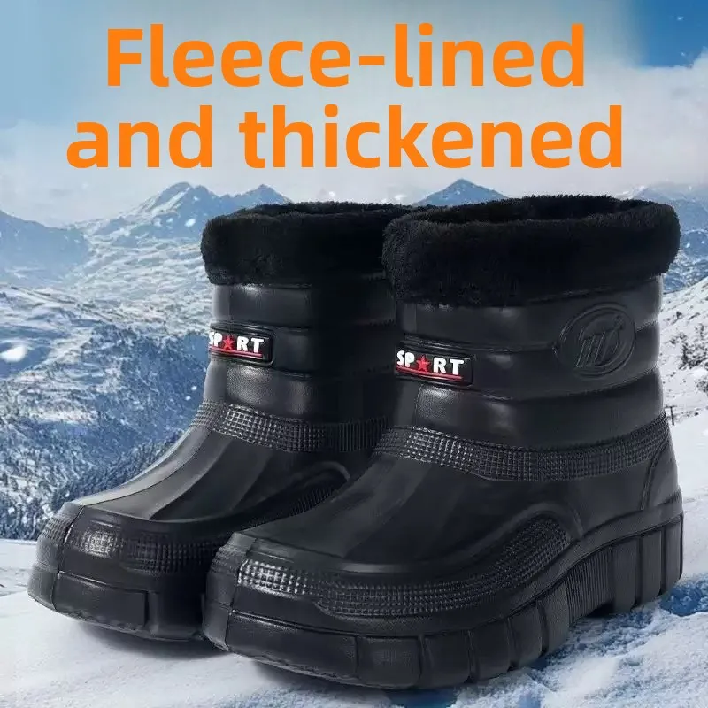 

Thiened High-Top Waterproof Winter Boots Men's Outdoor Cold Storage Car Wa Work Anti-slip Warm Fce Lined Snow Boots Wo...