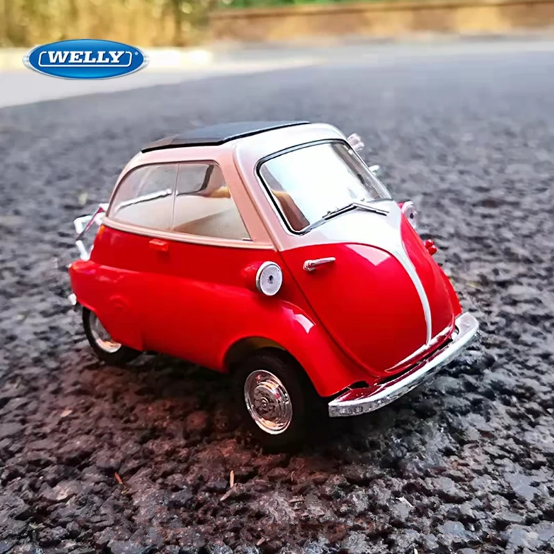 

WELLY 1:18 BMW Egg Isetta Alloy Car Model Diecast Metal Toy Classic Vehicles Car Model Simulation Miniature Scale Childrens Gift