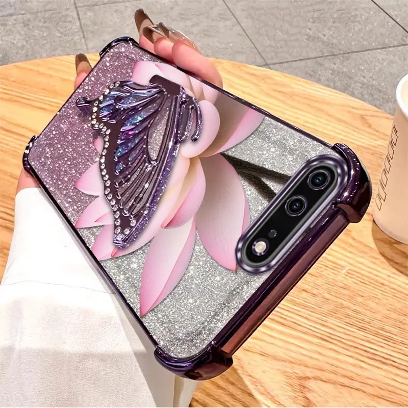 3pcs(Pink lotus phone Case+Lanyard+Stand) For iPhone 7 Plus/ 8 Plus/SE/7/8 Phone Case