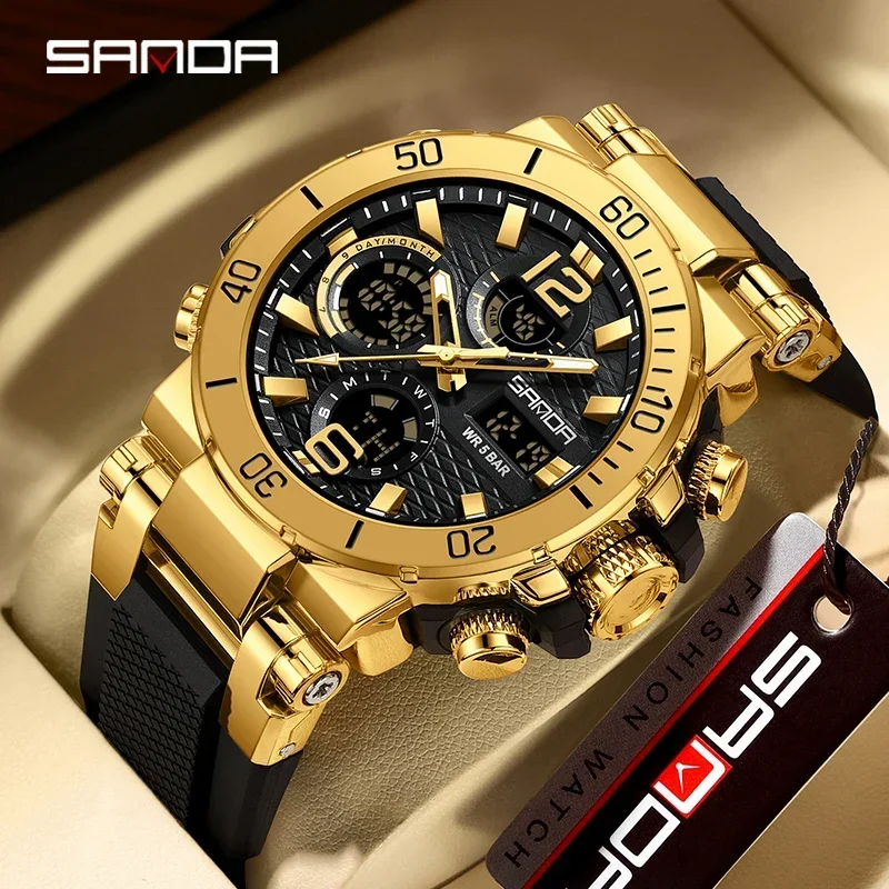 

Sanda 2023 New Dual Screen Men's Digital Watch Nightlight Waterproof Multifunctional Popular Men's Alarm Clock Wristwatch 6167