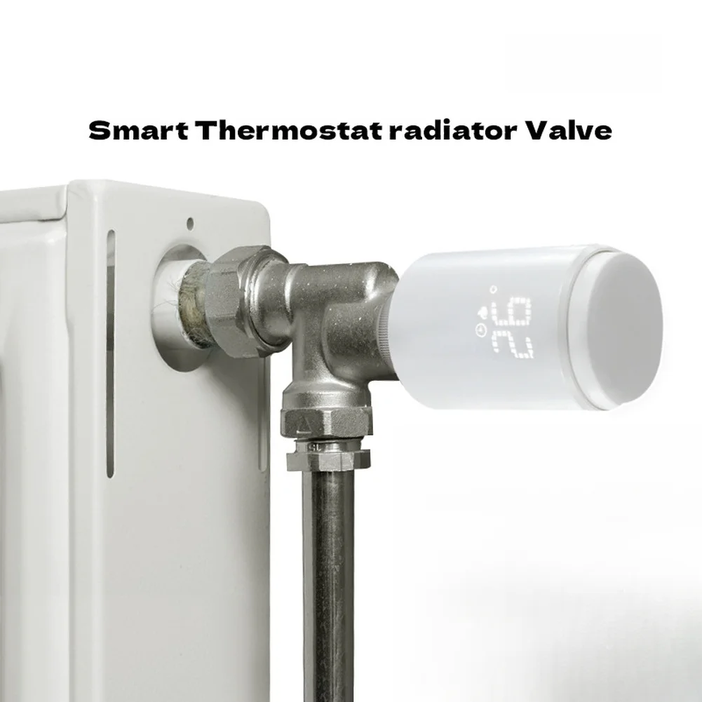 Smart Thermostatic Radiator Valve With Voice Assistant Support For Alexa 6 Period Daily Schedule Energy Saving Mode White