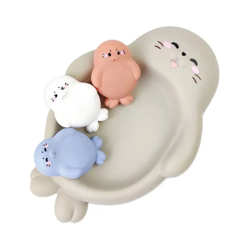4-Piece Set of Children's Bath Floating Animal Toys Seal and Hippo Seal Floating Bath Toys Baby Bathtub Toys - Perfect Gift