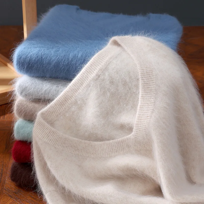 

Mink Cashmere Men's Sweaters V-neck Pullovers Cashmere Knitting Hot Sale Autumn Winter Sweater Knitwear High Quality Jumpers Top