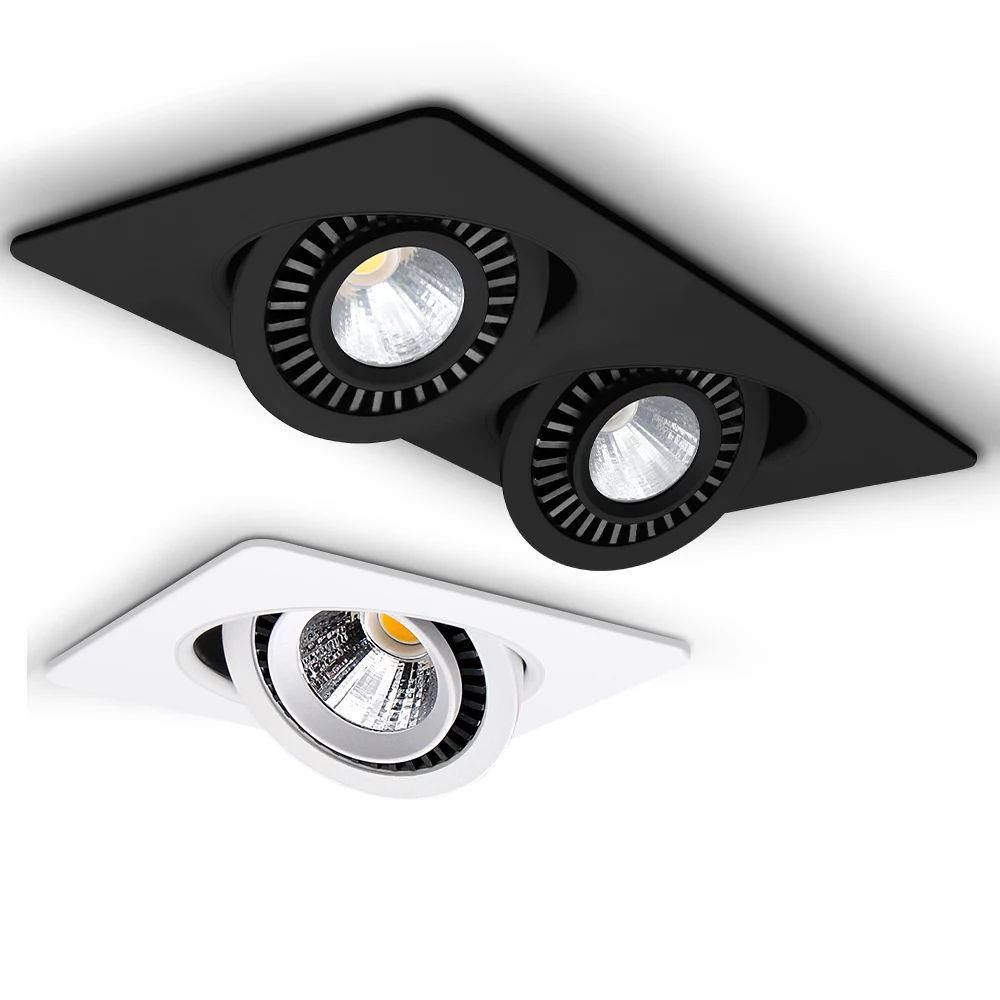 360-kąt obrotowy LED wpuszczany Downlight kwadratowy 10W 14W 20W 24W AC220V COB sufitowe światło punktowe do zdjęć tła telewizora