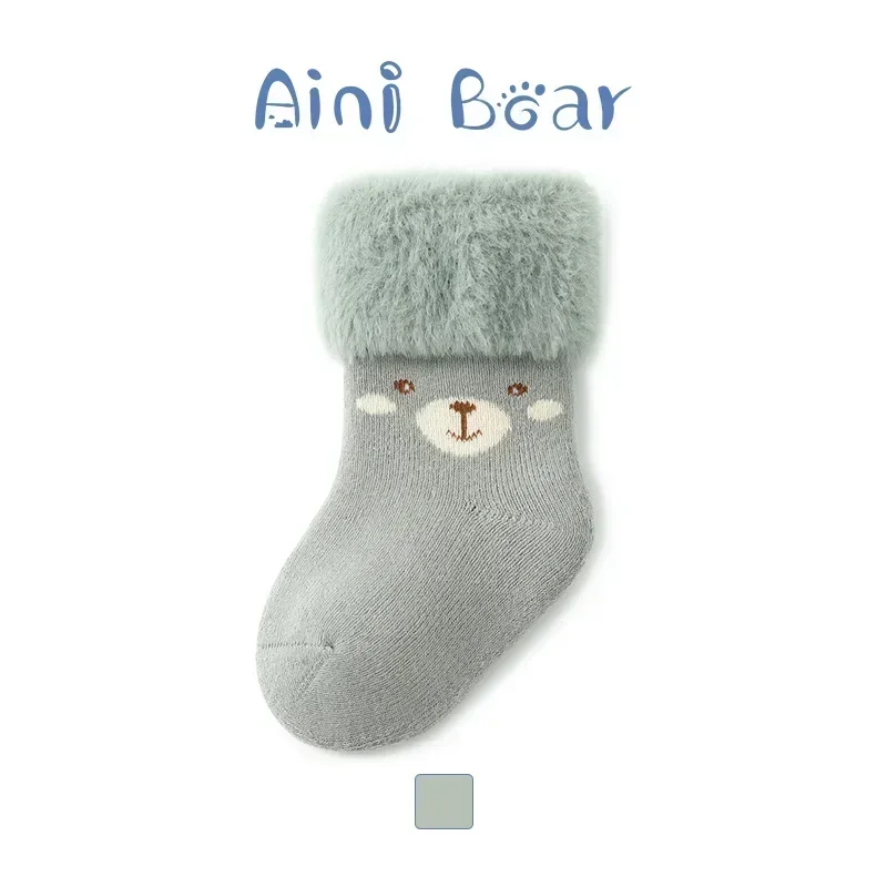 Cute Cartoon Baby Winter Thermal Toddler Socks Soft Terry Crew Socks Seamless Toe Newborn Socks No Bind Cute Infant Booties Sock