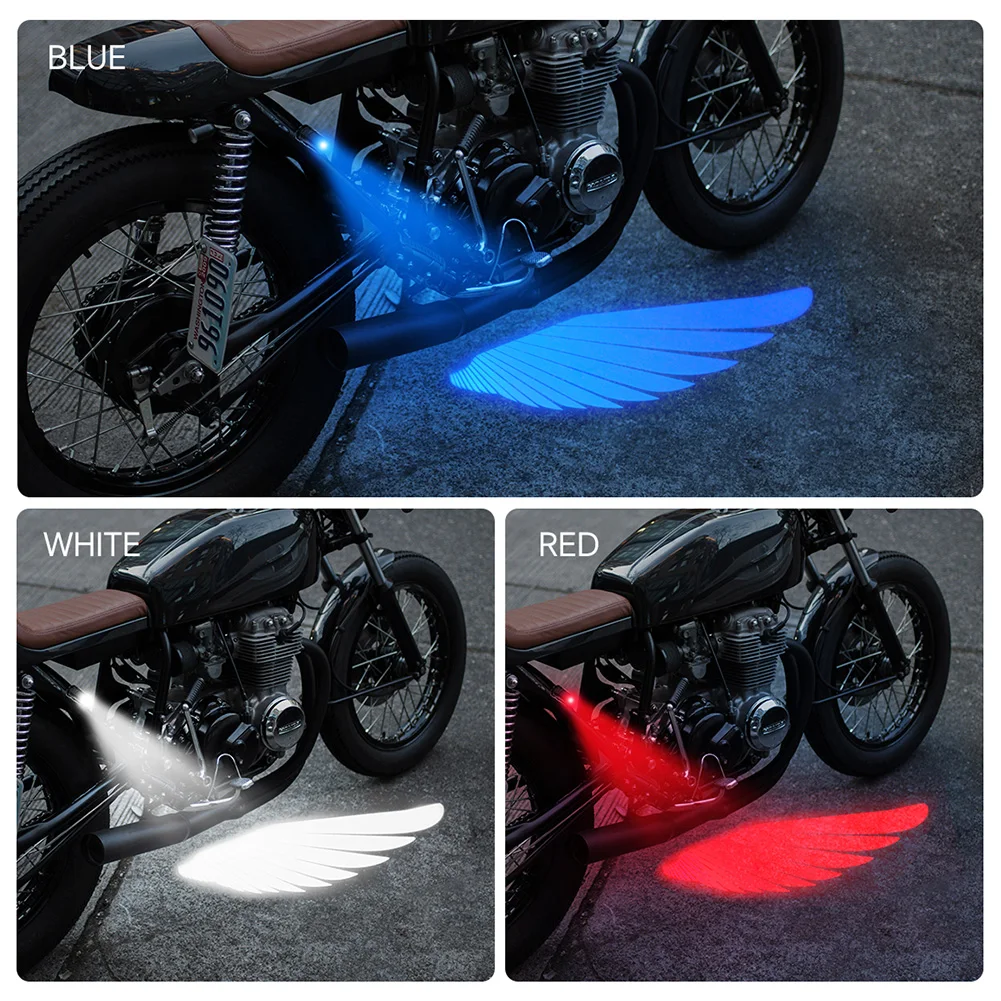 2 Angel Wings Motorcycle Projection Lights, Universal Motorcycle Body Waterproof Ghost Lights, Halley Su-Zuki Compatible