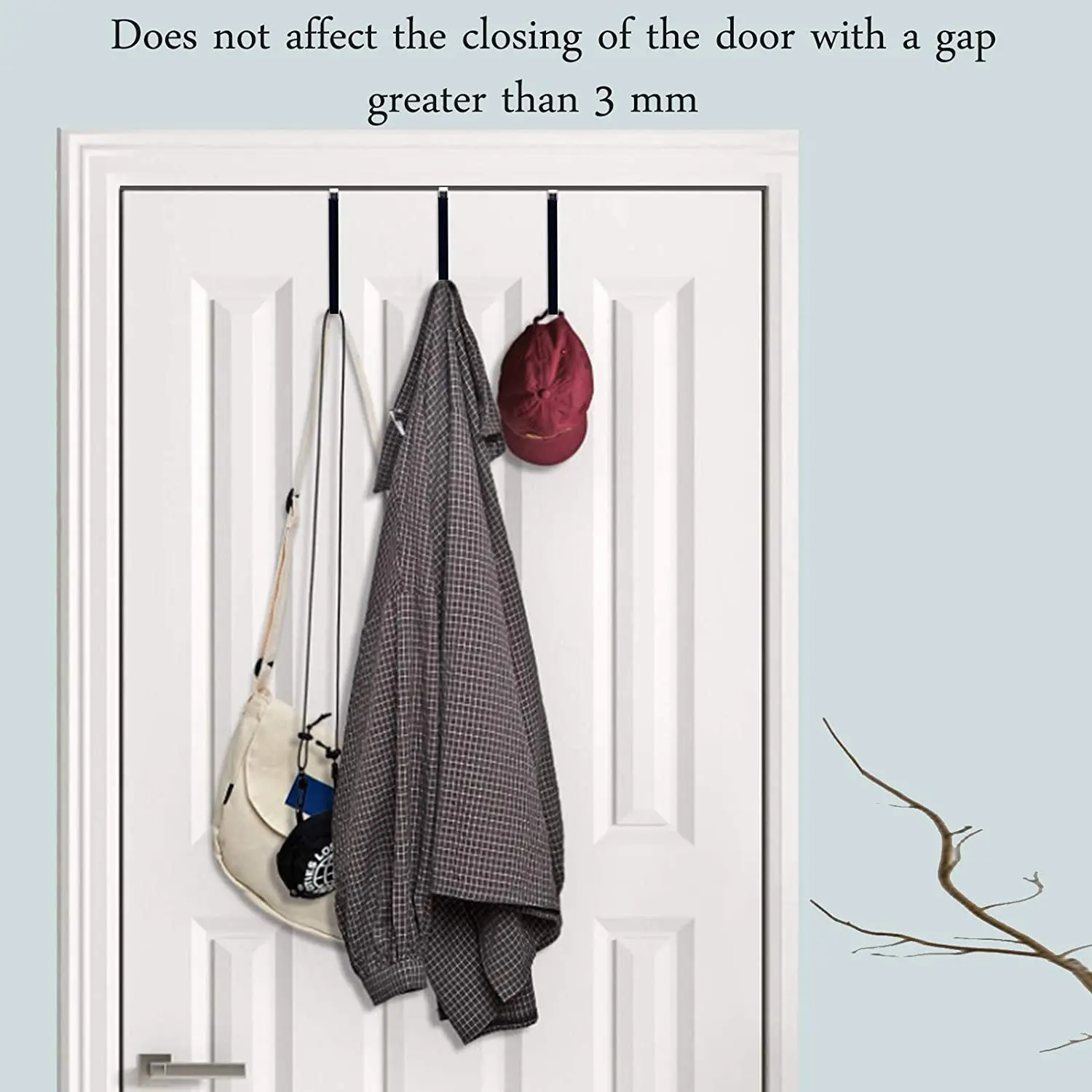 FLYY-Over Door Hooks For Hanging Clothes, 6 Packs Hanger Soft Rubber Surface Prevent Scratches, Door Hook For Bathroom