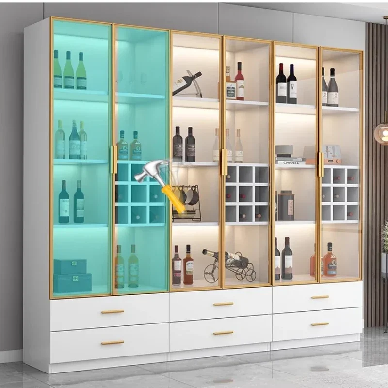 ตู้โชว์ในห้องนั่งเล่น ตู้โชว์แบบมีประตูกระจก เฟอร์นิเจอร์ร้านอาหาร บาร์สำหรับเครื่องดื่ม ห้องเก็บไวน์ไม้