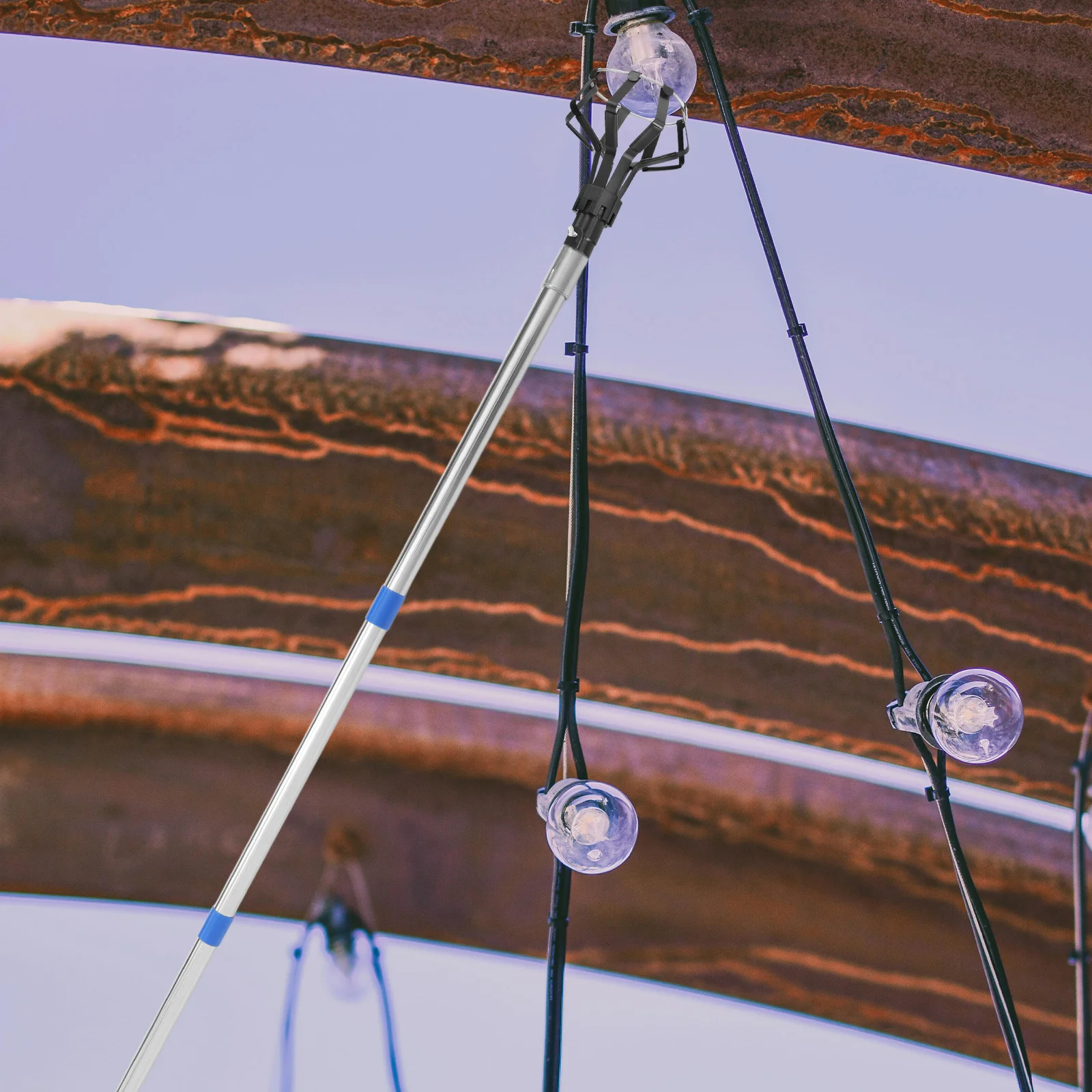 

1 Set Thickened Stainless Steel Extension Rod Adjustable Multisection Light Bulb Changer Tool For High Ceiling Mop Pole Broom