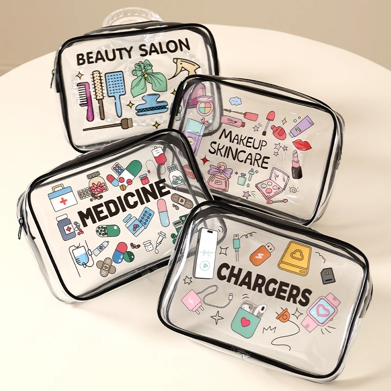 1pc Clear PVC Travel Organizer Bag with Zipper Closure Toiletry and Cosmetic Pouch Cosmetic Storage Travel Makeup Bag for Women