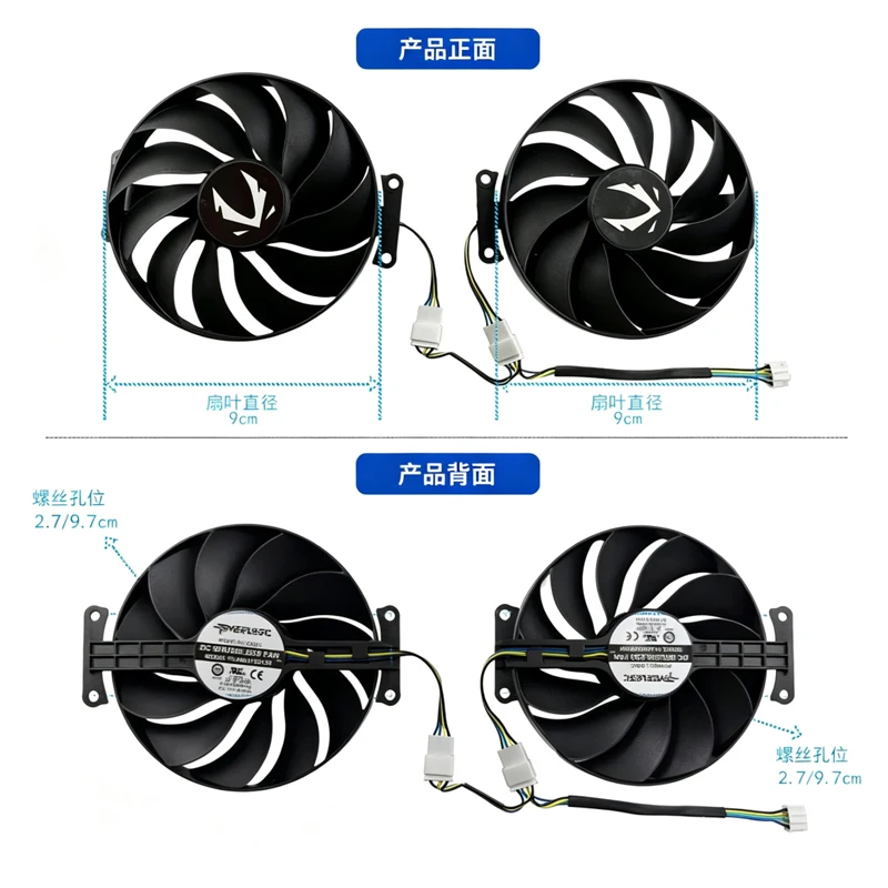 Brand‑New 90MM Cooling Fan Replacement for ZOTAC RTX5060 5060Ti 5070 AMP Graphics Card, Hole Spacing 2.7×9.7cm