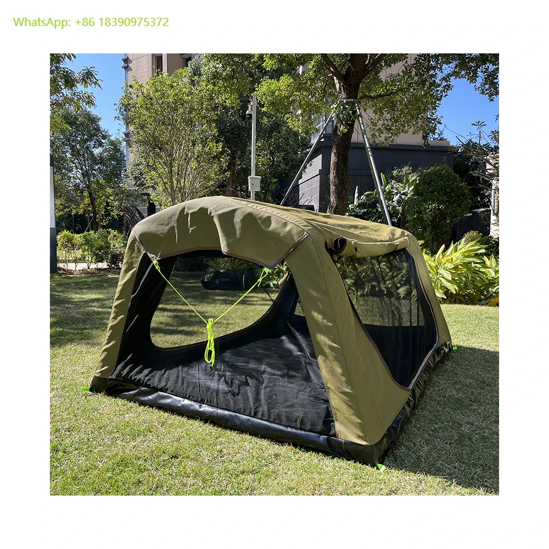 

Waterproof Heavy-Duty Polycotton King-Size Luxury Swag Tent with Inflatable Mattress Four-Season Portable for Camping