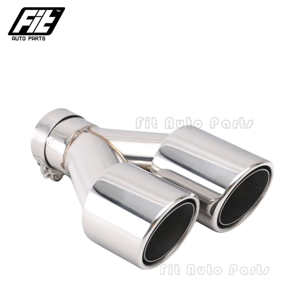 

Auto Parts Exhaust Emission Pipes Y Shape Double Outlets Tailpipes Universal 63mm to 89mm Dual Exhaust Tips