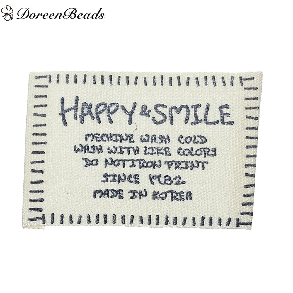 DoreenBeads Cotton Woven Printed Garment Labels Tags DIY Scrapbooking Craft Rectangle Green Coat Bag Sewing Crafts, 10-200PCs