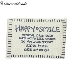 DoreenBeads Cotton Woven Printed Garment Labels Tags DIY Scrapbooking Craft Rectangle Green Coat Bag Sewing Crafts, 10-200PCs