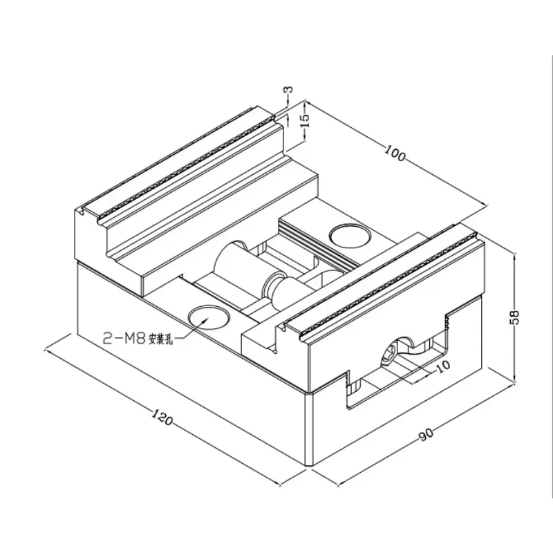 Precision workpiece width 100mm steel self-centering numerical control vice