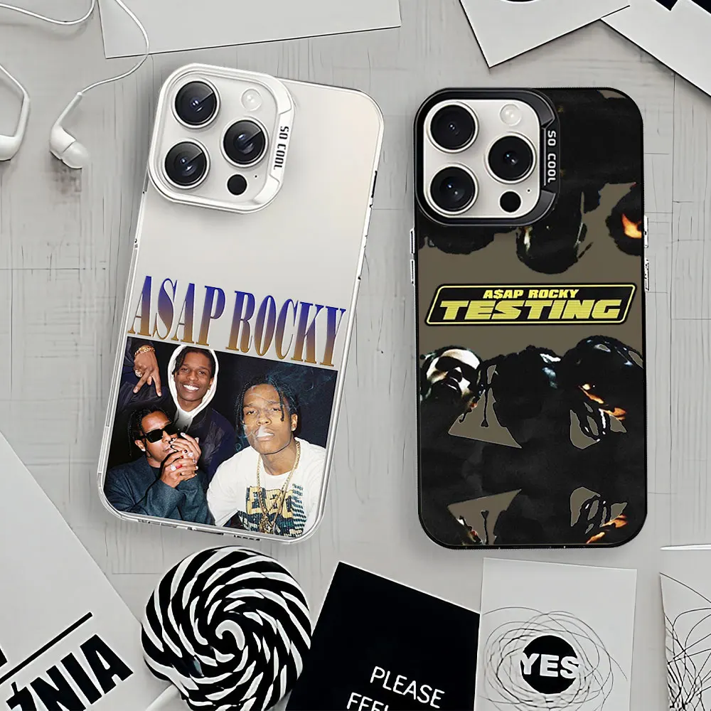 Rapper ASAP Rocky Laser Phone Case for iPhone 12 11 13 14 15 16 Max Pro Plus IMD Shockproof Silicone Coque