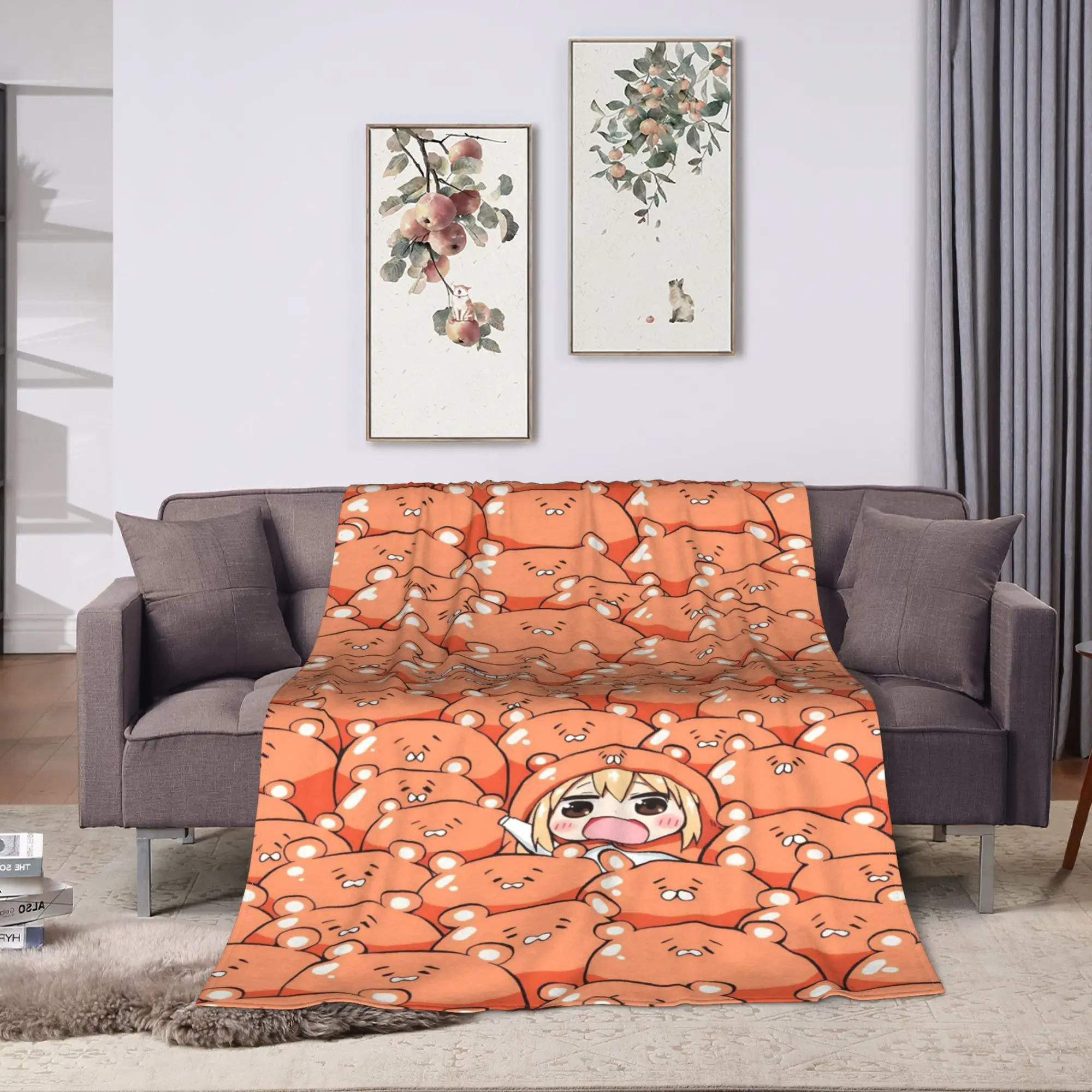 Himouto Umaru Chan Anime Flannel Blankets  Super Soft Throw Blanket for Couch Chair Street Trend Bedspread Sofa Bed Cover