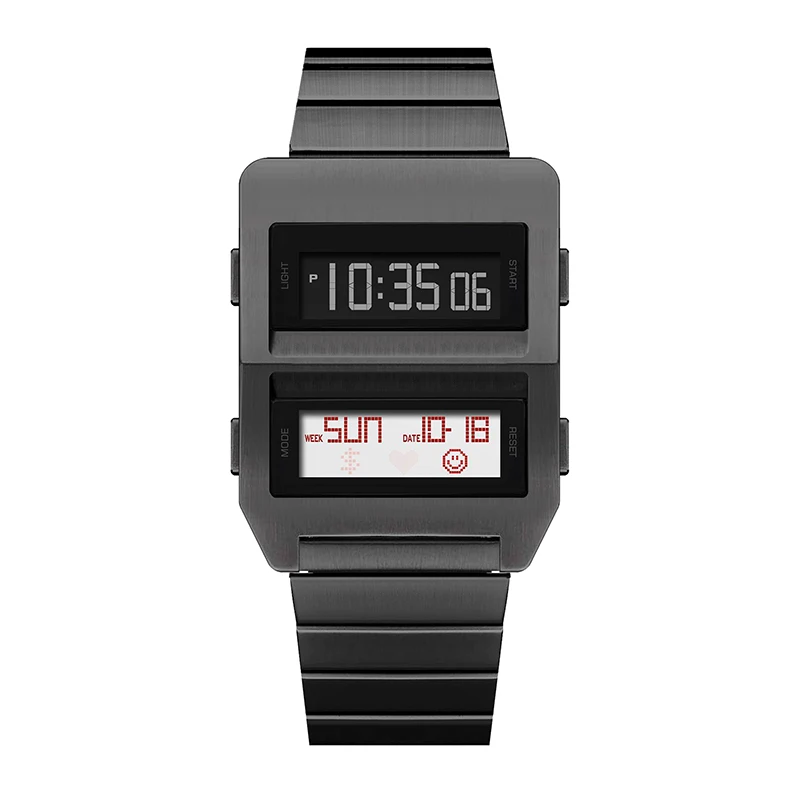 ساعة كوارتز مربعة من الفولاذ المقاوم للصدأ لعام 2026 بتصميم صناعي، ساعة تناظرية بسيطة مع مطابقة حركة ميوتا اليابانية