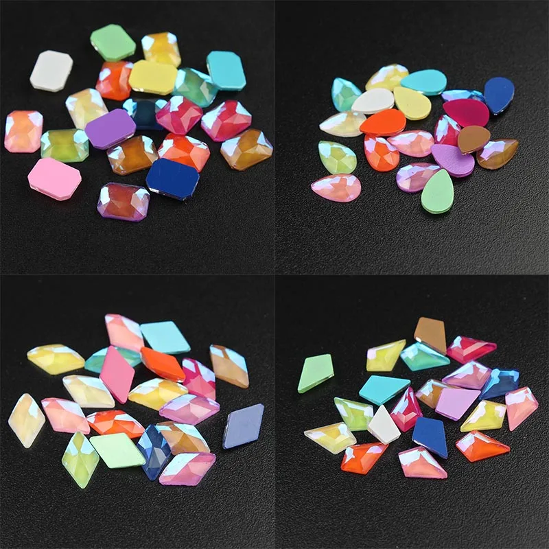 30Pcs/lot Rhombus 6x10mm Flatback Glass Non Hotfix 10 Mocha Colors Rhombus Flat Back Rhinestones 3D Gems for Nail art