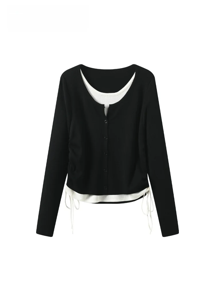 

plus Size Women's round Neck Long Sleeve T-Shirt Casual Style Color Block Fashion Spring Top Loose Fit Polyester Fabric