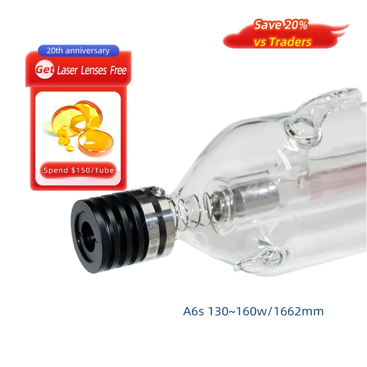 

Yongli 10.6μm CO2 Laser Tube 130W Lamp Machine Parts Water-Cooled With Free Beam Combiner & Mirrors