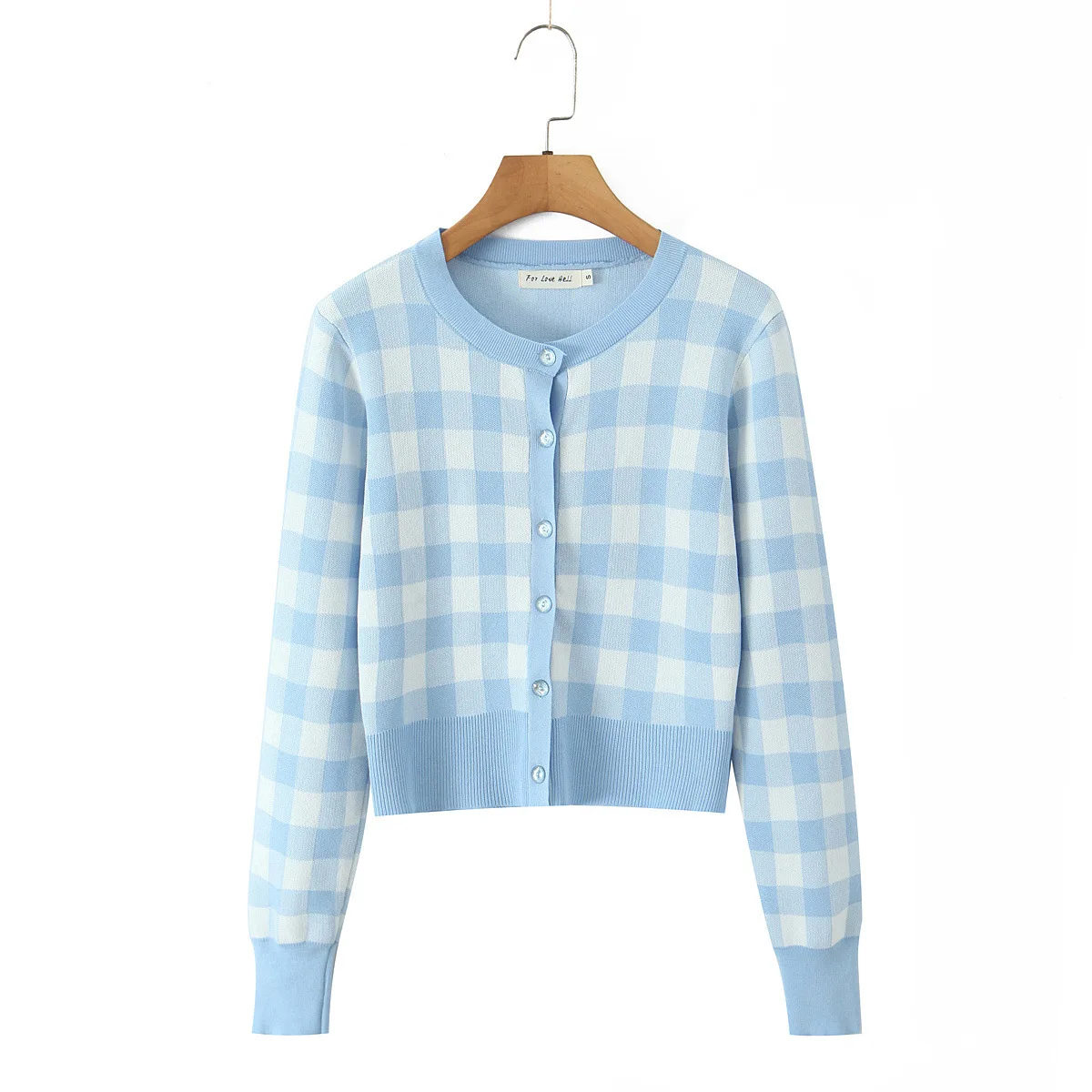

Mingmingxi Trendy Blue and White Plaid Cardigan Sweaters for Women Lightweight Knit Y2k Fall Outfits Fashion Clothes 2025