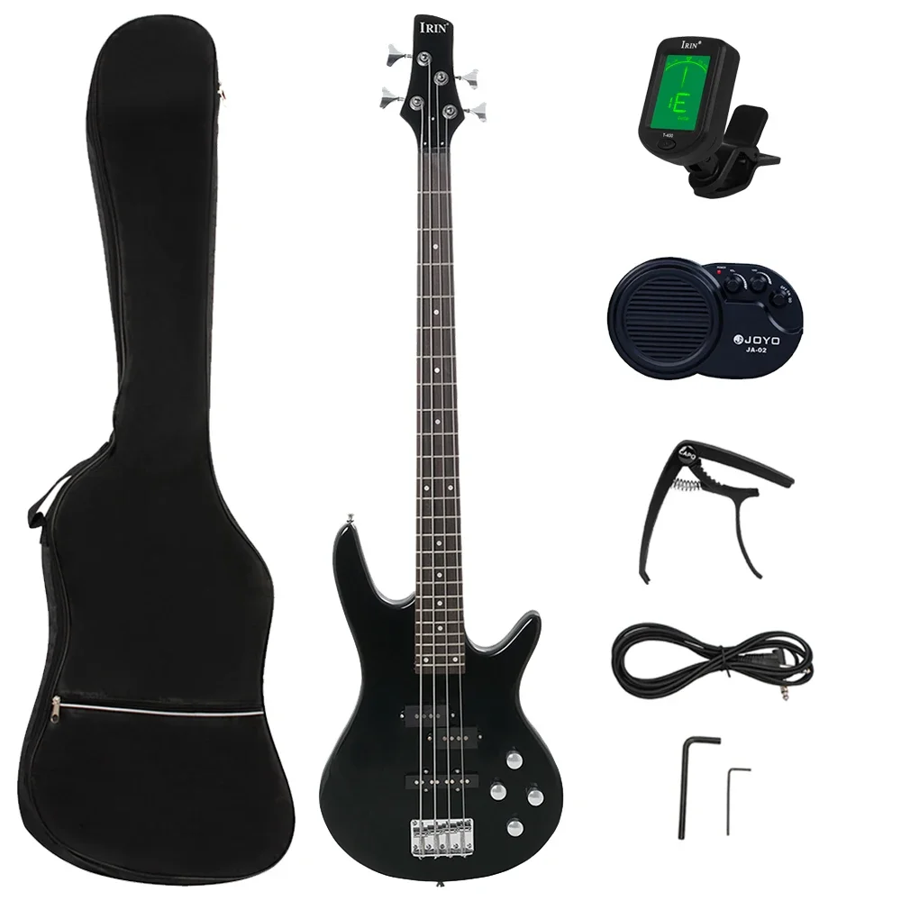 IRIN 4 String Electric Bass Guitar Professional 24 Frets Maple Body Bass Guitar Black Gloss Finish Stringed Musical Instrument