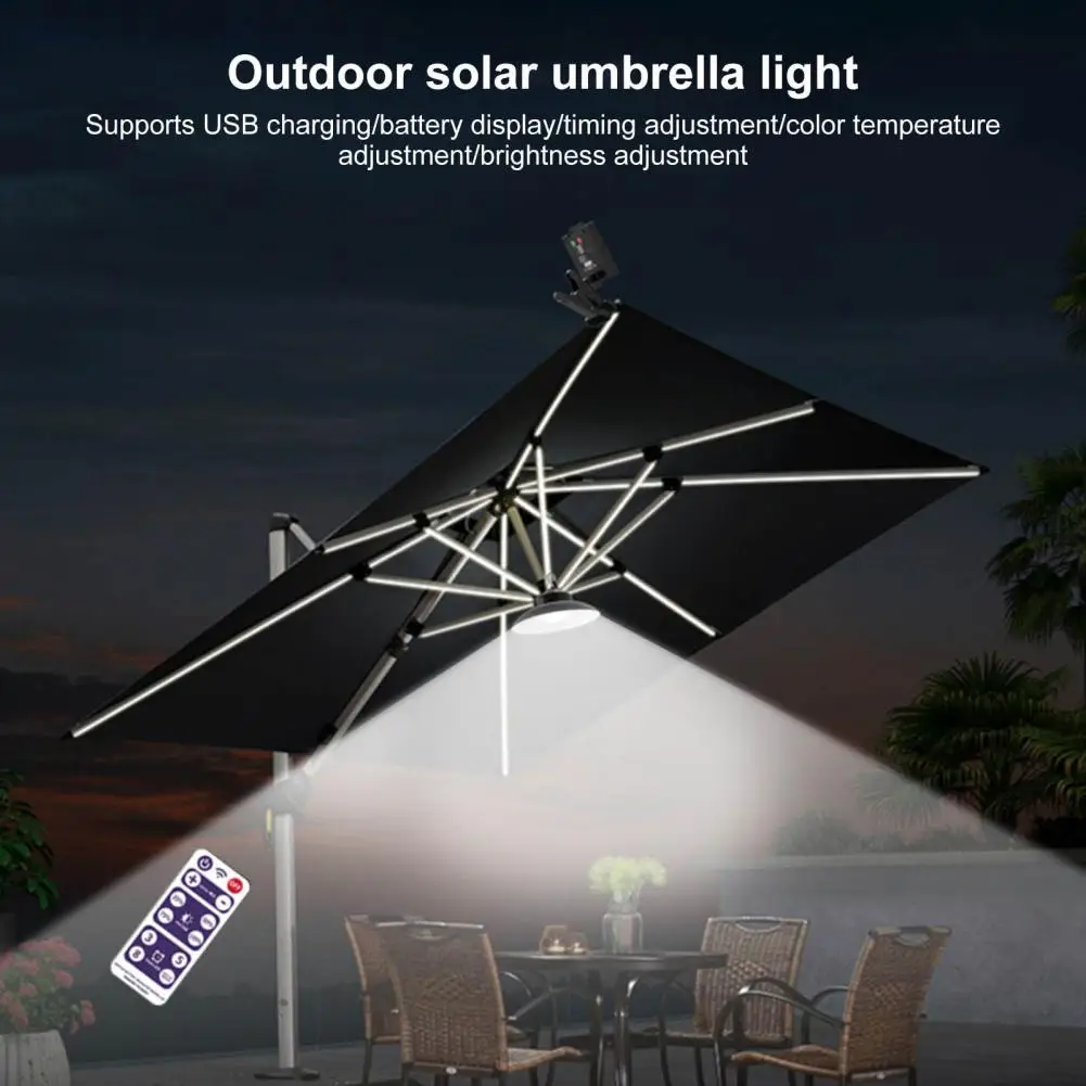 Solar Umbrella Light Super Bright Solar Powered Patio Umbrella Light for Outdoor Camping Waterproof Led Lamp with for Nighttime
