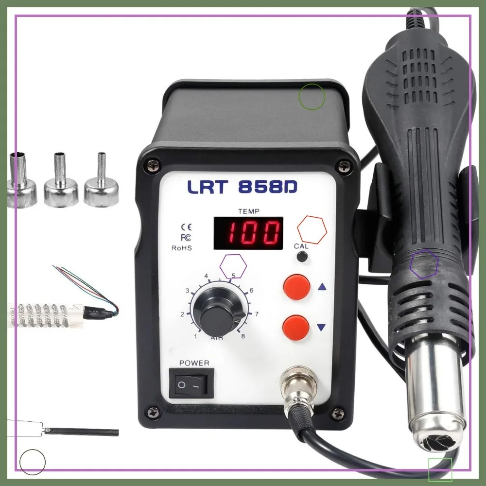 محطة إعادة تشغيل الهواء الساخن الرقمية 700 وات لحام SMD مع درجة حرارة قابلة للتعديل وتدفق الهواء #1