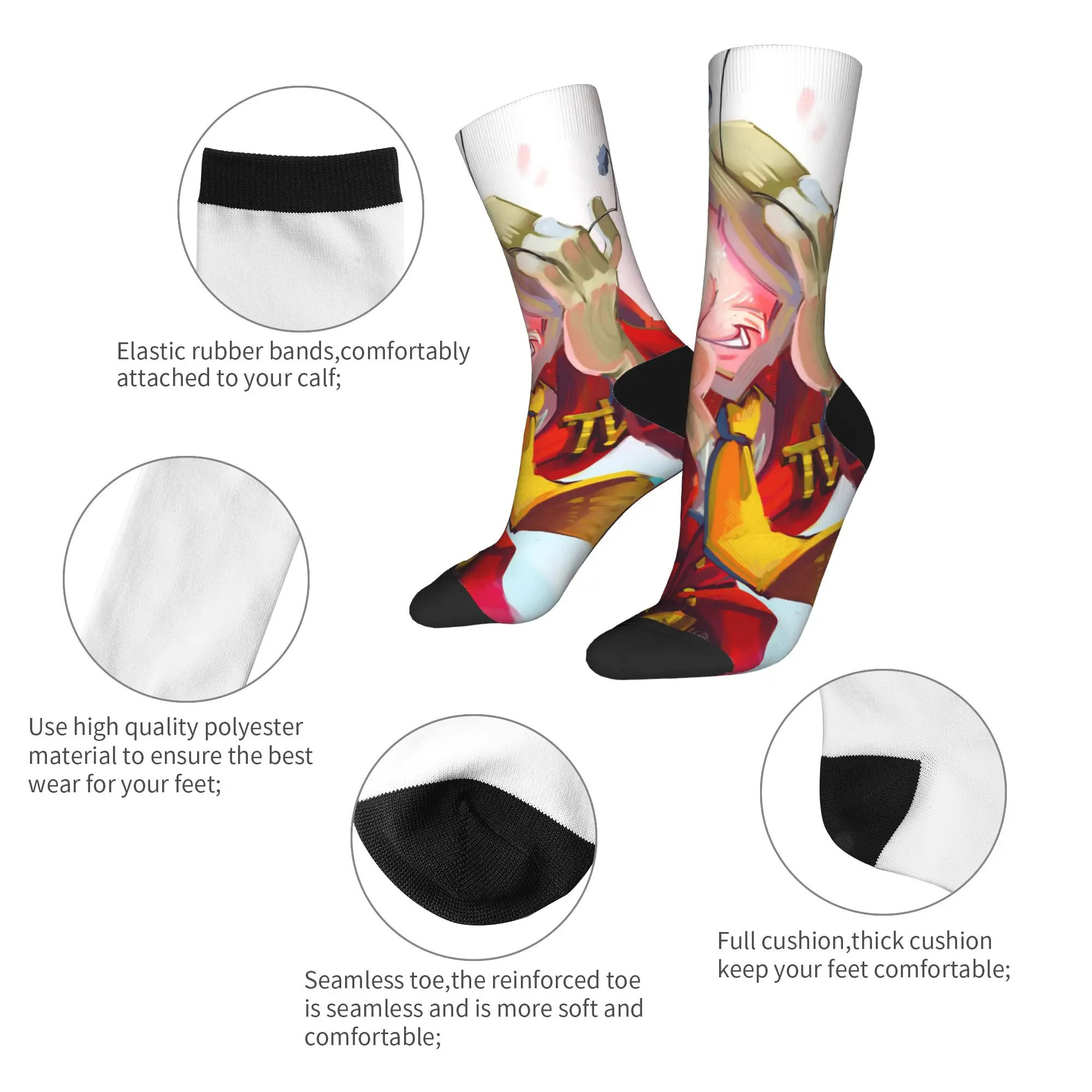 Calcetines divertidos de fútbol Tenna TV Deltarune, calcetines largos de poliéster para mujeres y hombres, transpirables