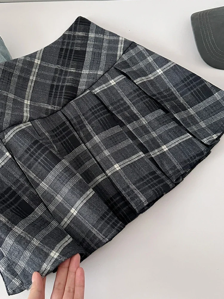 Women School Girl High Waist Preppy Mini A-line Plaid Pleated Skirt 2000s Aesthetic Coquette JK Gyaru Y2k Streetwear Korean Kpop