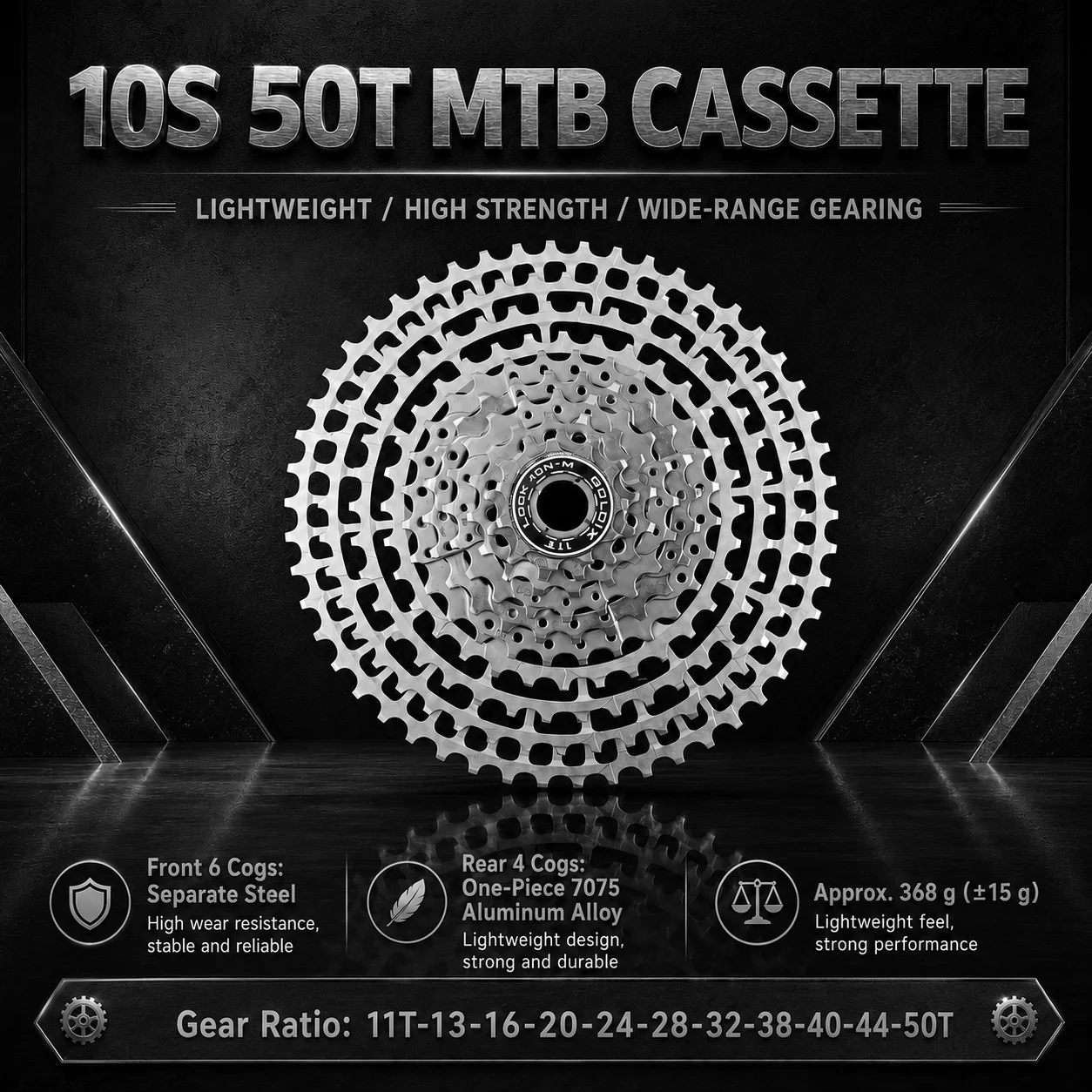GOLDIX 10/11/12-fach MTB-Kassette 46T 50T 52T HG-kompatibel Ultraleichtes Split-Mountainbike-Kettenrad für XC-Radfahren – Detail 9