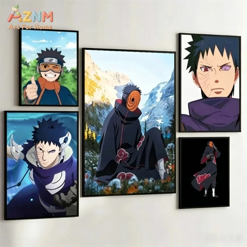 AZNM Naruto Uchiha Obito Tobi, pintura en lienzo de anime, póster artístico de pared con personaje de Akatsuki, decoración para el hogar y la sala de estar, impresión en lienzo, regalo
