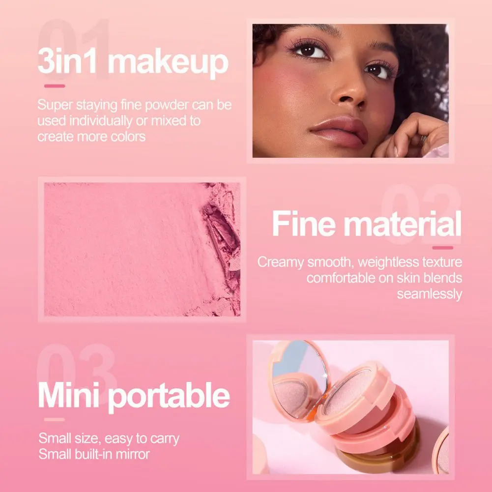 3 In 1 Matte Markeerstift Met Contouren Van Blush Palet Parelwitte Glanzende Oogschaduw Multifunctioneel Gezicht Make-Up Palet Vrouw Cosmetisch