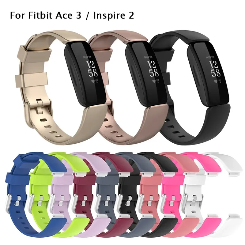 Rubber Strap For Fitbit Inspire 2 Smart Watch Waterproof Wrist Bracelet For Fitbit Ace 3 Band Replacment Wristband Small Large