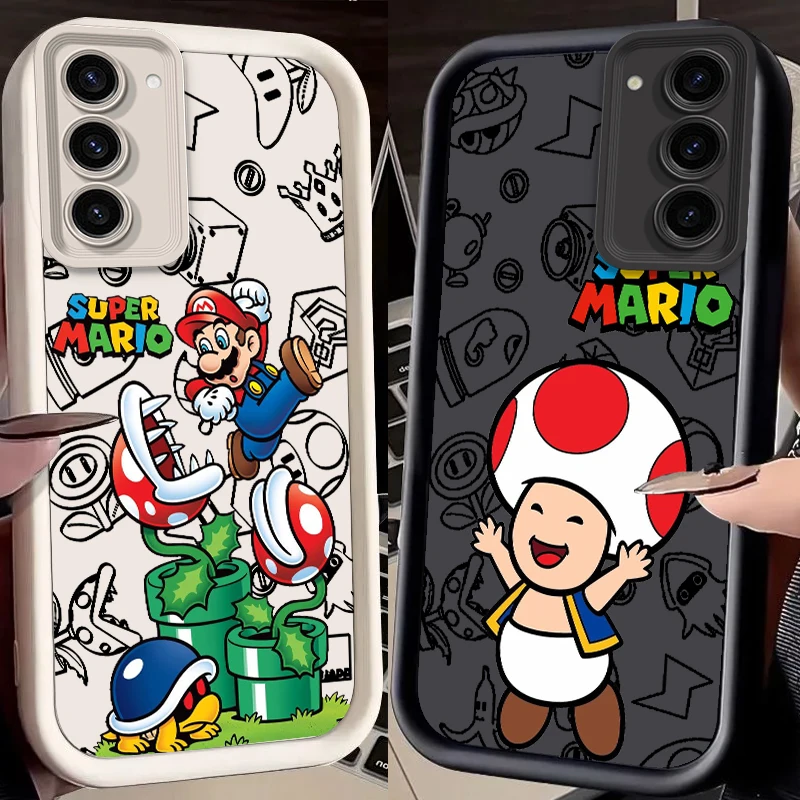 

S-Super M-Mario B-Bros For Samsung Galaxy S25 S24 S23 S22 S21 S20 Ultra Plus FE 5G Eye Ladder Phone Case Soft TPU Cover TPU