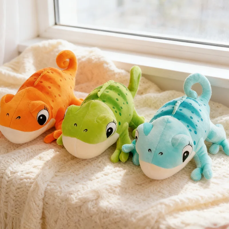 

Chameleon Plush Toy Colorful Cartoon Soft Stuffed Lizard Doll Cute Pillow Birthday Gift For Kids Boys Girls Decorative Gift