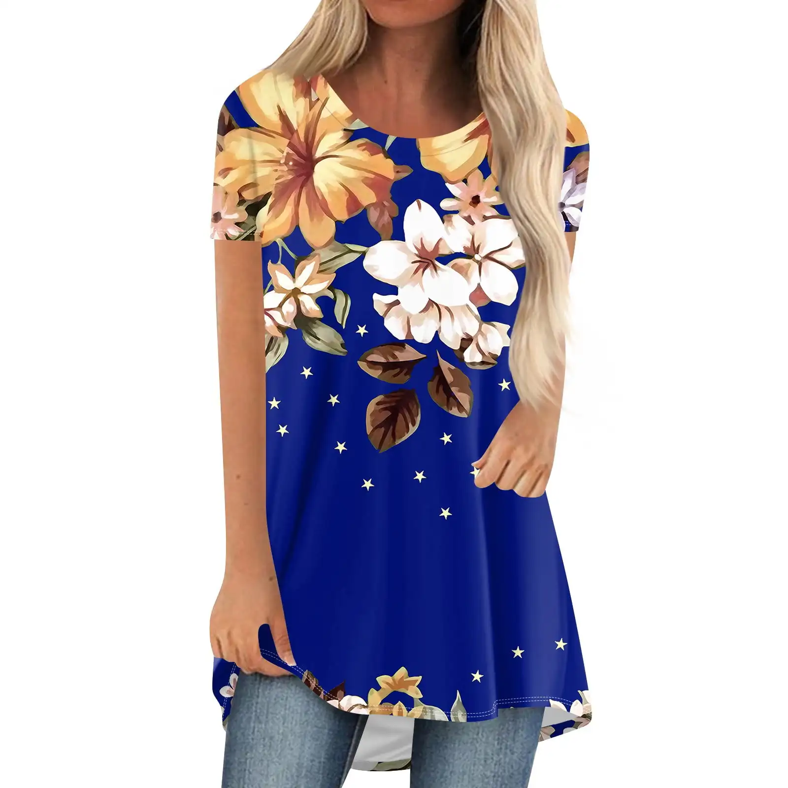 New Flower Floral 3D Print T-Shirts Women O-Neck Short Sleeve T Shirt Streetwear Oversized Tunic Y2K Tops Tees Odzież damska