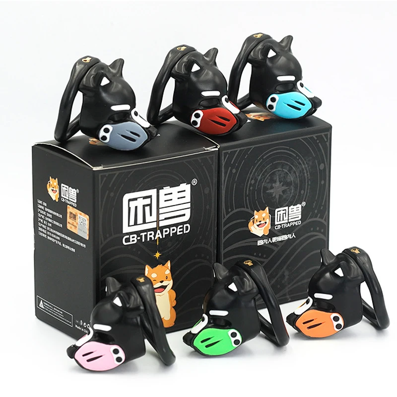 Dog Head Male Chastity Device CB Cage Birdcage Lock with 6 Rings BDSM for Men Play Gay Training Long Term Wear with Storage Bag view 3