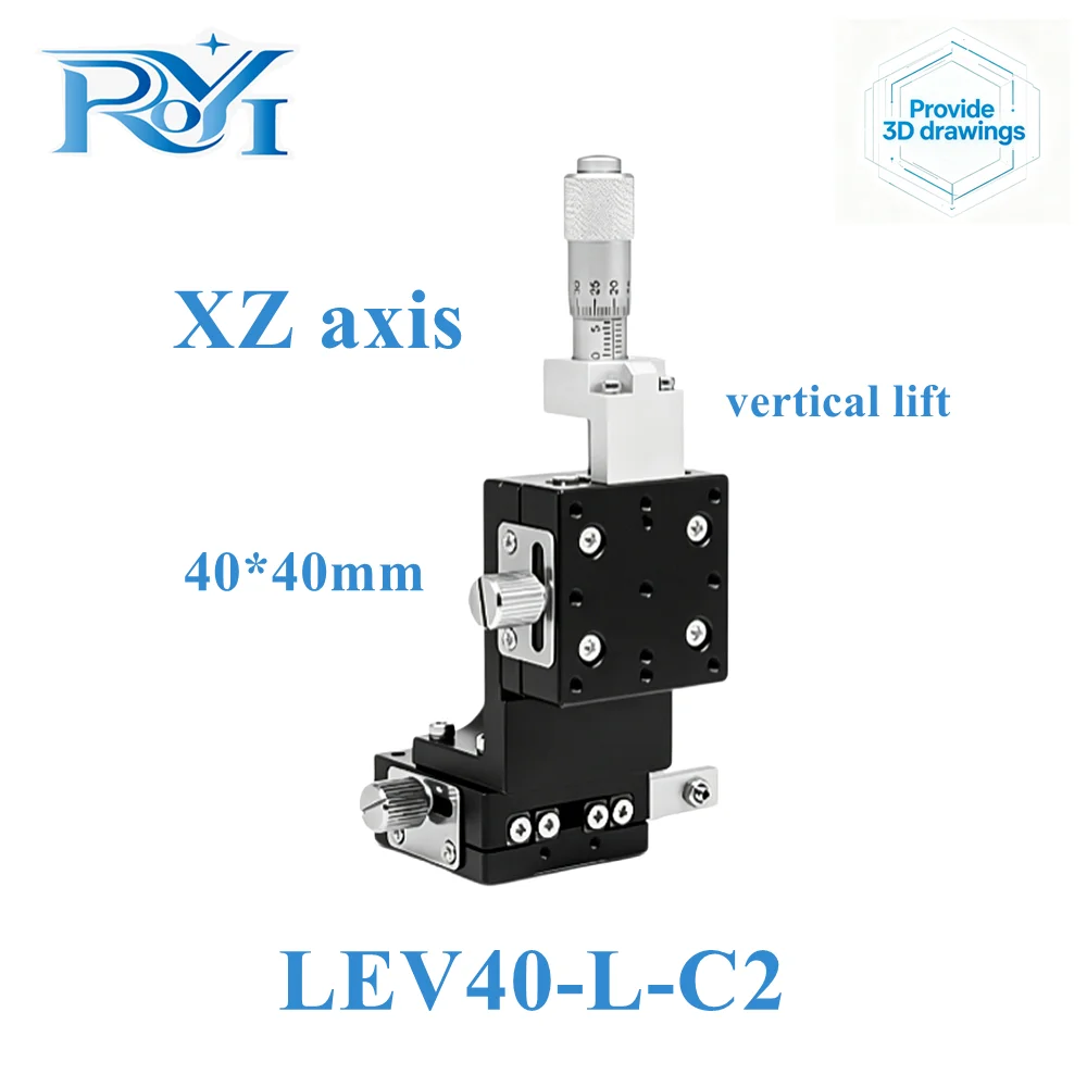 XZ Axis 40*40mm LEV40-L-C2 Sliding Table Manual Displacement Vertical-Lift Fine Tuning Platform Cross Roller Linear Guide Stage