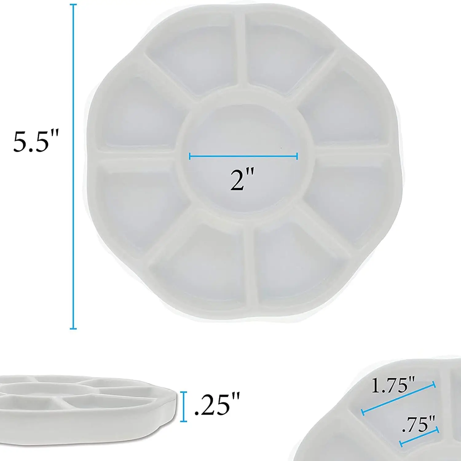 9/13/14-Well Porcelain Watercolor Paint Ceramic Palette,Mixing Palette Tray Watercolor Dish Gouache for Arts Painting Supplies