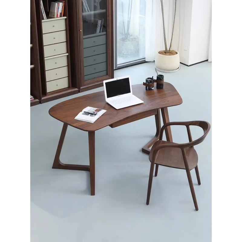 Italian minimalist North American black walnut desk luxury study desk home desk