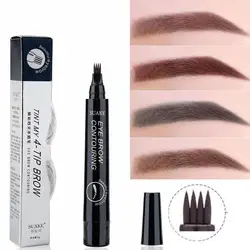 4 Points Eyebrow Tattoo Pen 4 Colors Waterproof Long Brow Pencil Lasting Enhancer Microblade Natural Liquid Eye Pencil Eyeb E3m1